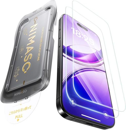 NIMASO 強化ガラス保護フィルム iPhone 17/iPhone 16 Pro対応