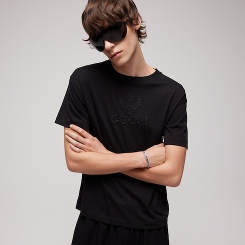 グッチ(GUCCI) エンブロイダリー付き コットンジャージー Tシャツ