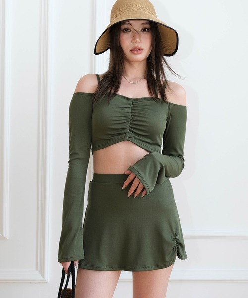 オシャレボ(OSYAREVO) オフショルダー ロングスリーブ 水着