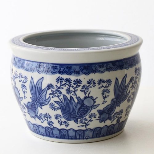 ギギliving 陶器の金魚鉢 青花 swa6008