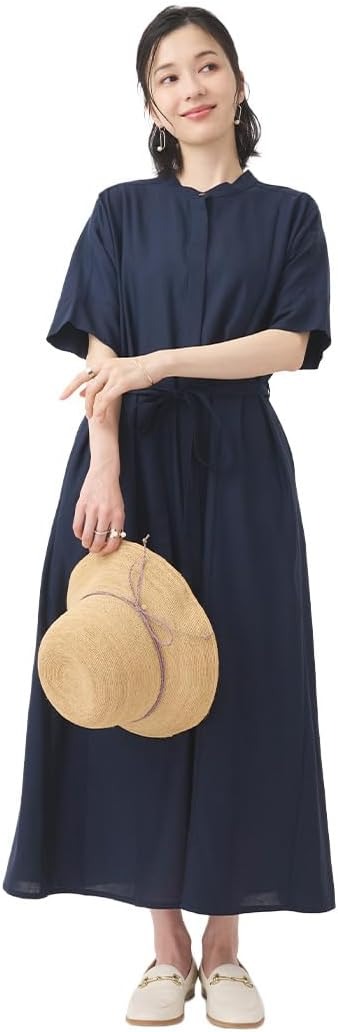 ケユカ(KEYUCA) リネン混5分袖シャツワンピース