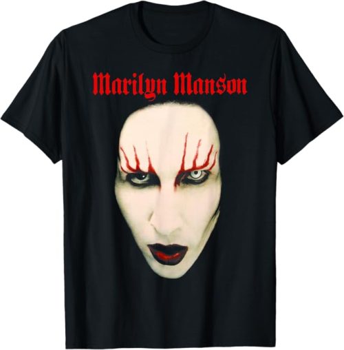 マリリン・マンソン (Marilyn Manson) Big Face Red Lips Tシャツ