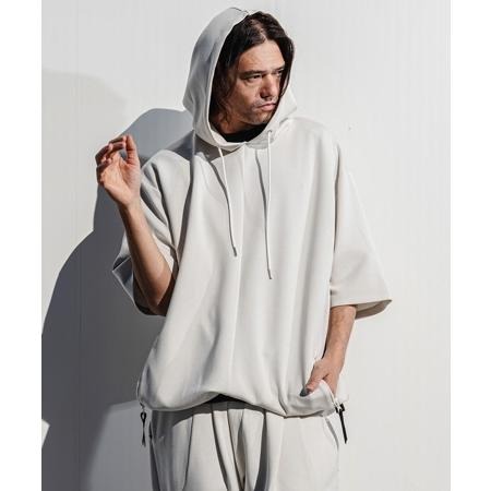 カンビオ(CAMBIO) Lyocell Blend Lightweight Cardboard Knit Short Sleeve Zip Parka 半袖パーカー