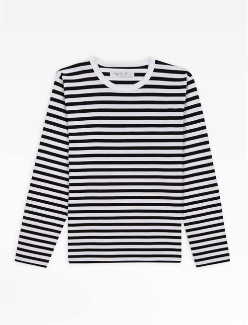 アニエスベー(agnes b) メンズ 細ボーダー コットン 長袖 Tシャツ Coulos