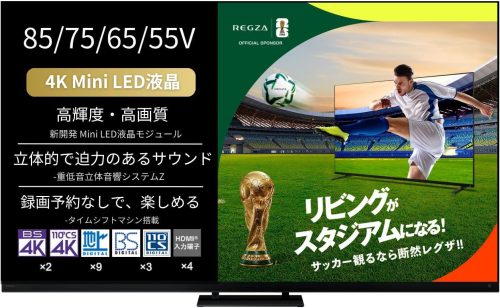 TVS REGZA タイムシフトマシン搭載4K Mini LED液晶レグザ 55Z875R
