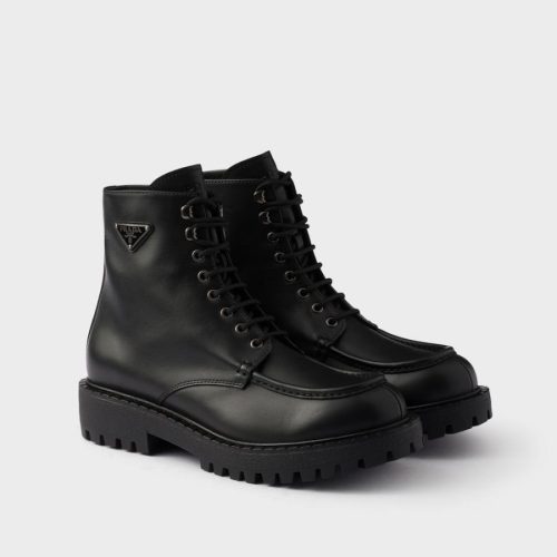 プラダ(PRADA) レースアップレザー ブーティー