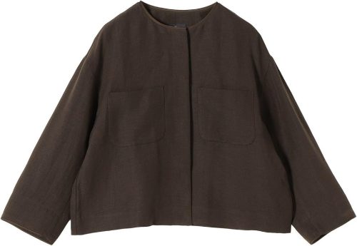 シップス フォー ウィメン(SHIPS for women) SHIPS Primary Navy Label ジャケット 麻混 ノーカラー ジャケット セットアップ対応