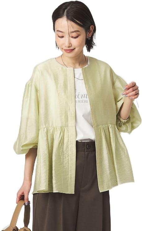 ユナイテッドアローズ グリーンレーベルリラクシング(UNITED ARROWS green label relaxing) fleurie シアー ノーカラー ジャケット 接触冷感