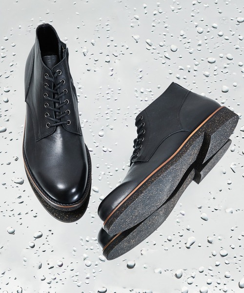 パドローネ(PADRONE) CHUKKA BOOTS with SIDE ZIP WATER PROOF LEATHER