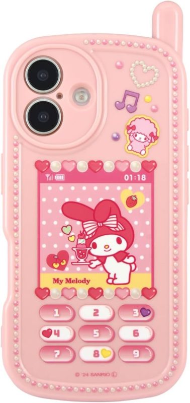 グルマンディーズ サンリオキャラクターズ iPhone16 対応 レトロガラケー風ケース マイメロディ SANG-459MM