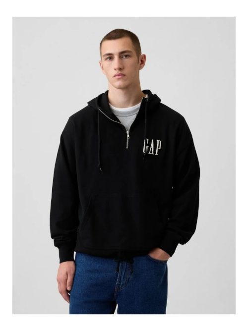 ギャップ(GAP) ヴィンテージソフト オーバーサイズ ハーフジップ GAPロゴパーカー