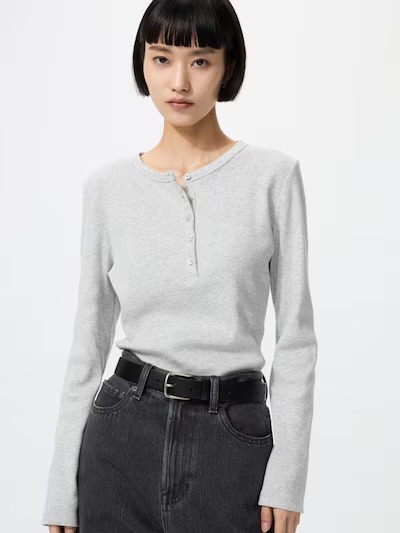 ユニクロ(UNIQLO) リブヘンリーネックT